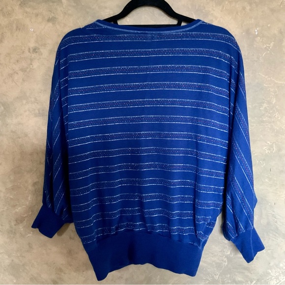 Vintage 70s 80s Union Made Bumble Bee Metallic Knit Batwing Top - Picture 7 of 7